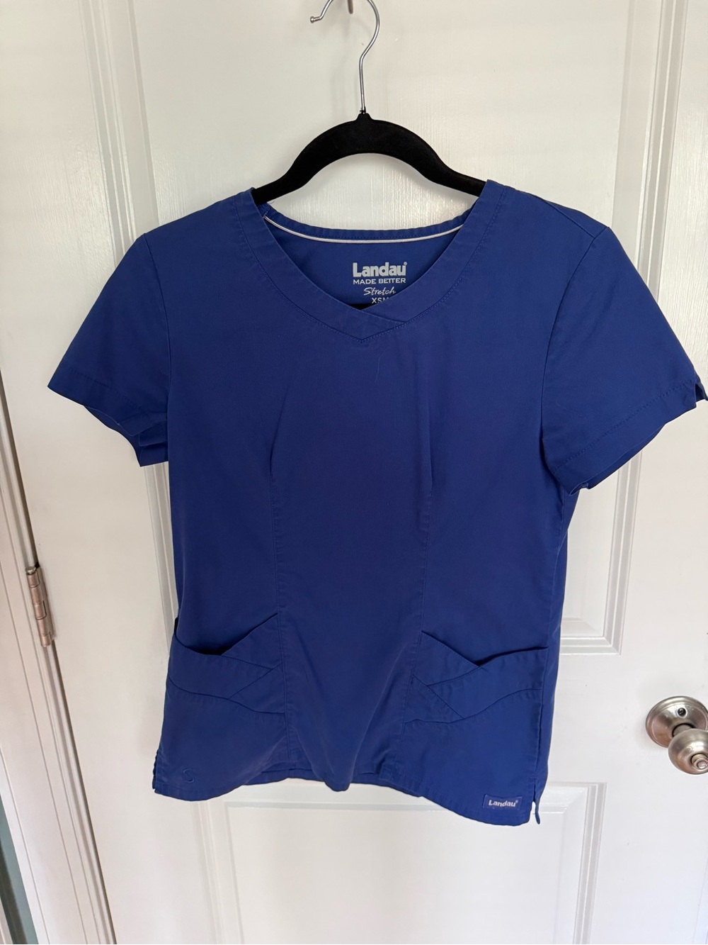 Landau Women's V-Neck Scrub Top in Royal Blue XS and Pants XS TALL